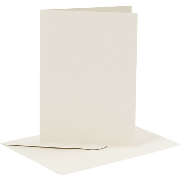 Pre-Folded, Plain Coloured A6 Cards with C6 Envelopes | 6pcs | Creativ Company | 23011 Off white