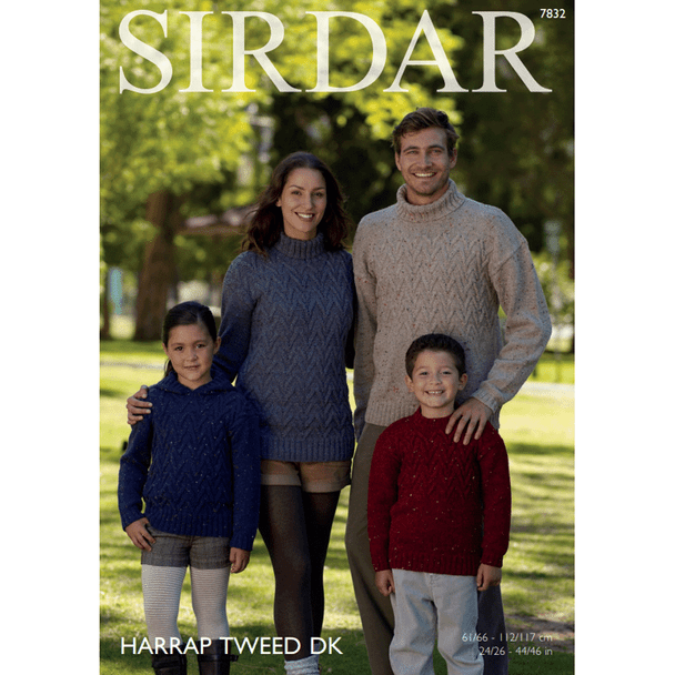 Family Sweater Knitting Pattern | Sirdar Harrap Tweed DK 7832 | Digital Download - Main Image