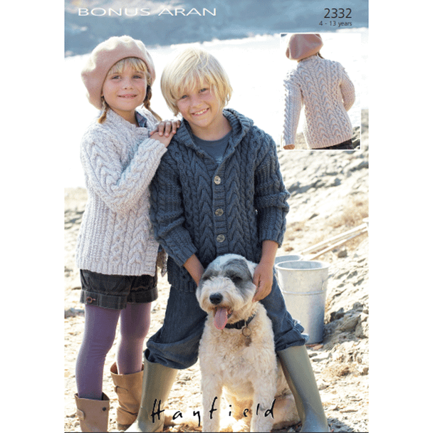 Children's Jacket & Hoodie Knitting Pattern | Sirdar Hayfield Bonus Aran 2332 | Digital Download - Main Image