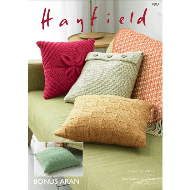 Cushion Covers Knitting Pattern | Sirdar Hayfield Bonus Aran 7803 | Digital Download - Main Image