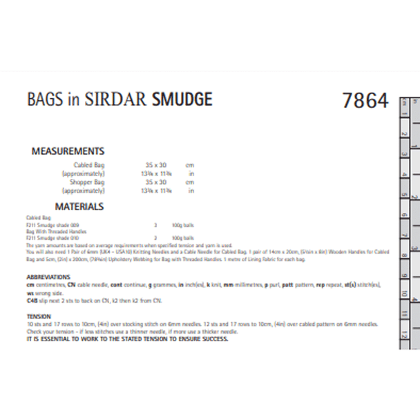 Women's Bag Knitting Pattern | Sirdar Smudge 7864 | Digital Download - Pattern Information