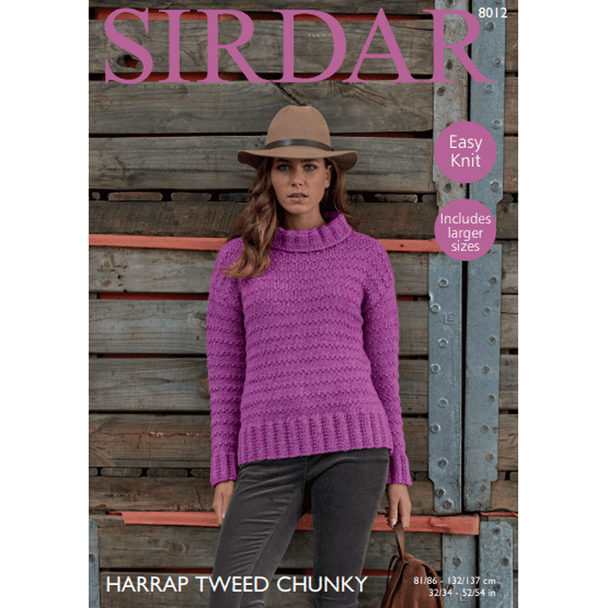 Woman's Tunic Sweaters Knitting Pattern | Sirdar Harrap Tweed Chunky 8012 | Digital Download - Main Image