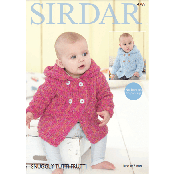 Hooded Jackets for Babies and Children Knitting Pattern | Sirdar Snuggly Tutti Frutti 4789 | Digital Download - Main Image