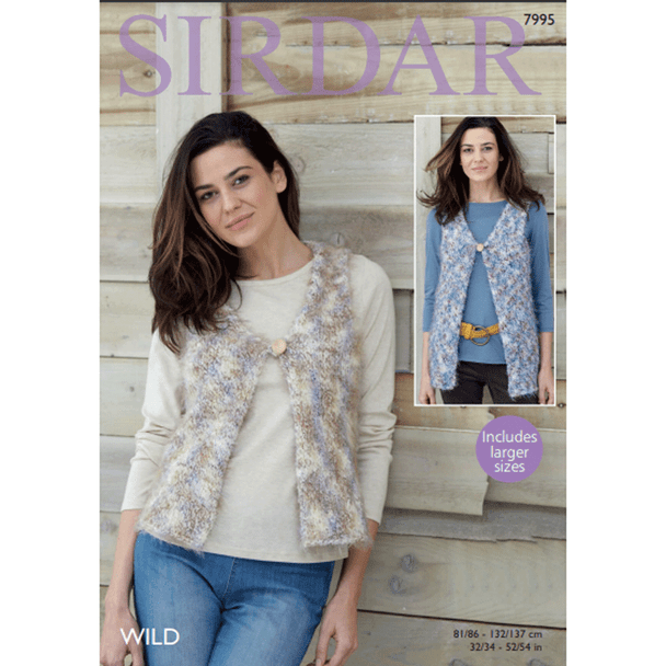 Woman's Long and Short Waistcoat Knitting Pattern | Sirdar Wild, 7995 | Digital Download - Main Image