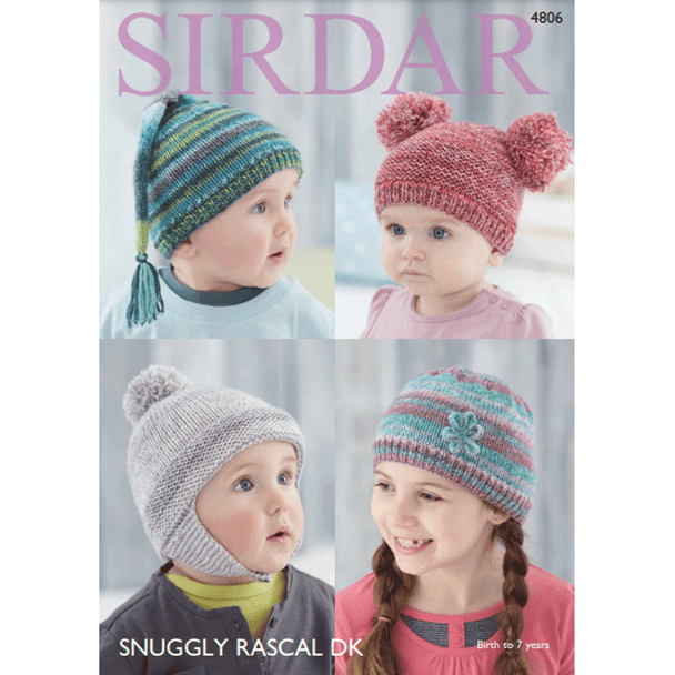 Baby Children's Hat Knitting Pattern | Sirdar Snuggly Rascal DK, 4806 | Digital Download - Main Image