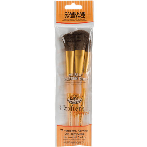 Synthetic Camel Hair Brush Set | 3 Brushes | Royal & Langnickel