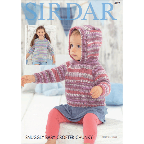 Baby and Girls Sweaters Knitting Pattern | Sirdar Snuggly Baby Crofter Chunky, 4777 | Digital Download - Main Image