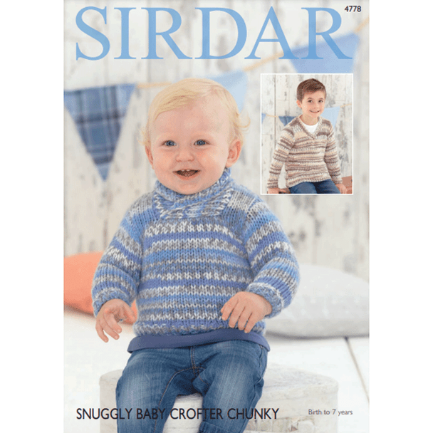 Baby and Boys Sweaters Knitting Pattern | Sirdar Snuggly Baby Crofter Chunky, 4778 | Digital Download - Main Image