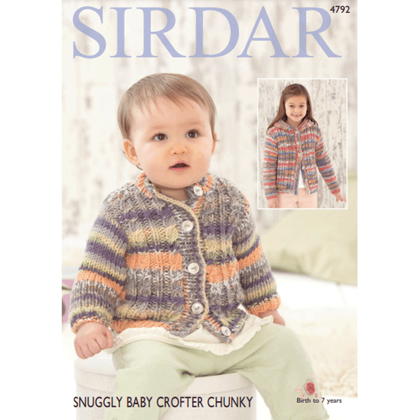 Baby Girl and Girls Cardigans Knitting Pattern | Sirdar Snuggly Baby Crofter Chunky, 4792 | Digital Download - Main Image