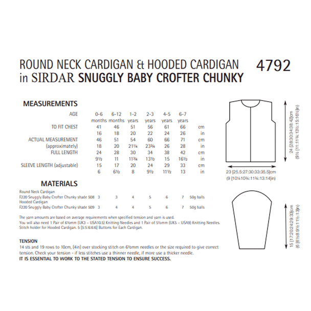 Baby Girl and Girls Cardigans Knitting Pattern | Sirdar Snuggly Baby Crofter Chunky, 4792 | Digital Download - Pattern Information