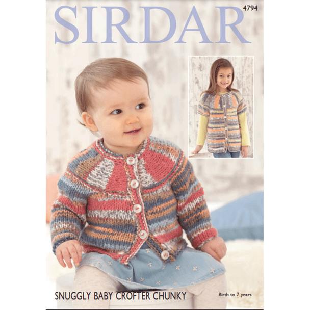 Baby Children's Cardigans Knitting Pattern | Sirdar Snuggly Baby Crofter Chunky, 4794 | Digital Download - Main Image