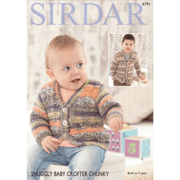 Boy's Cardigan Knitting Pattern | Sirdar Snuggly Baby Crofter Chunky, 4791 | Digital Download - Main Image