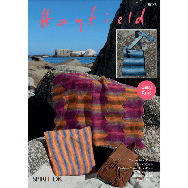 Throw, Cushion Cover and Bag Knitting Pattern | Sirdar Hayfield Spirit DK 8035 | Digital Download - Main Image