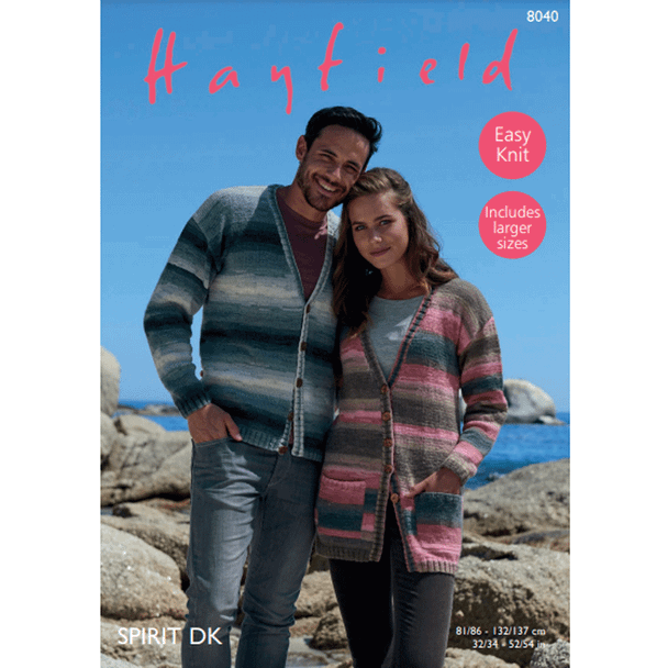 Adults Cardigans Knitting Pattern | Sirdar Hayfield Spirit DK 8040 | Digital Download - Main Image