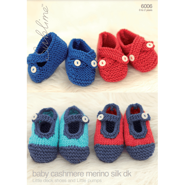 Little Deck Shoes and Little Pump Knitting Pattern | Sirdar Sublime Baby Cashmere Merino Silk DK 6006 | Digital Download - Main Image
