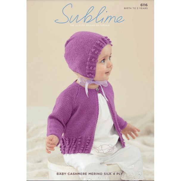 Baby Girls Cardigan And Bonnet Knitting Pattern | Sirdar Sublime Baby Cashmere Merino Silk 4Ply 6116 | Digital Download - Main Image