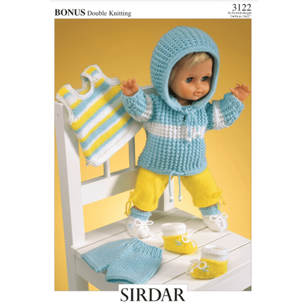 Doll's Outfit Knitting Pattern | Sirdar Bonus DK 3122 | Digital Download - Main Image