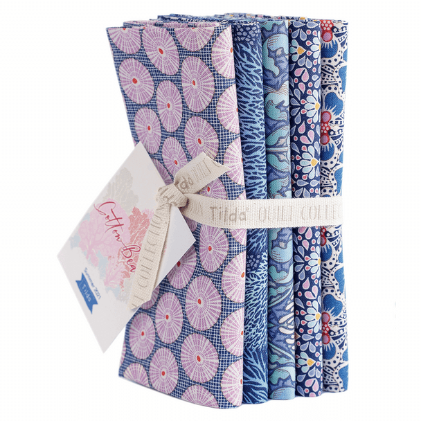 Cotton Beach Fabric Collection | Tilda | Fat Quarter Bundle | 5 Fat Quarters | Ocean Blue