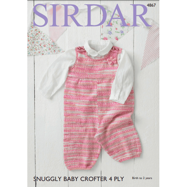 Babies Dungarees Knitting Pattern | Sirdar Snuggly Baby Crofter 4 Ply 4867 | Digital Download - Main Image