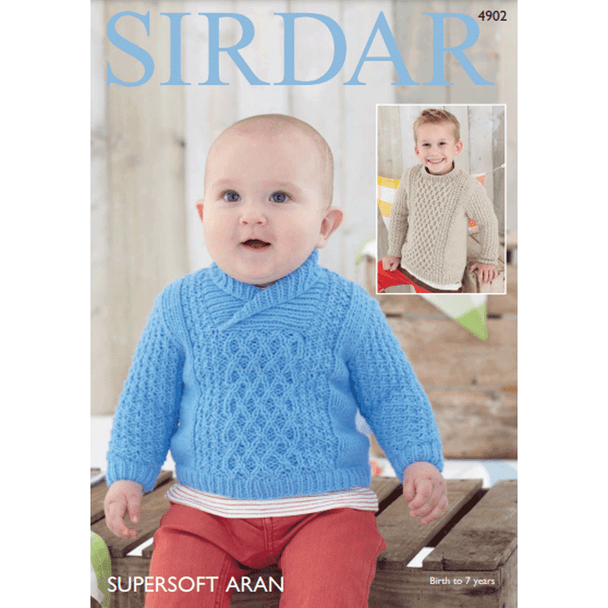 Baby Children's Sweaters Knitting Pattern | Sirdar Supersoft Aran 4902 | Digital Download - Main Image