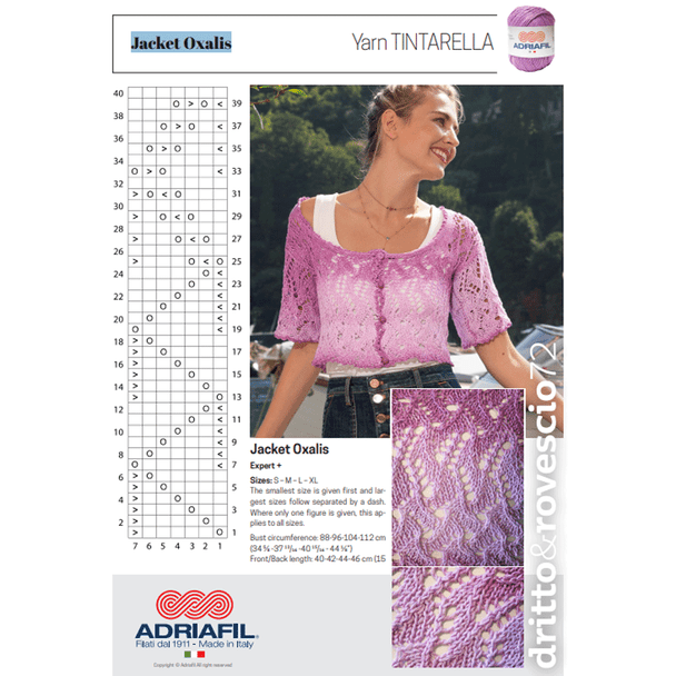 Jacket Oxalis Knitting Pattern, Adriafil Tintarella Knitting Yarn | Digital Download - Main Image