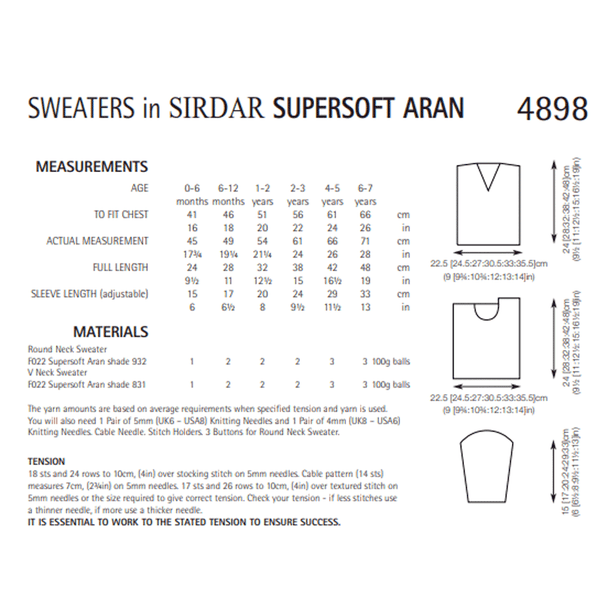 Baby And Child's Sweaters Knitting Pattern | Sirdar Supersoft Aran 4898 | Digital Download - Pattern Information