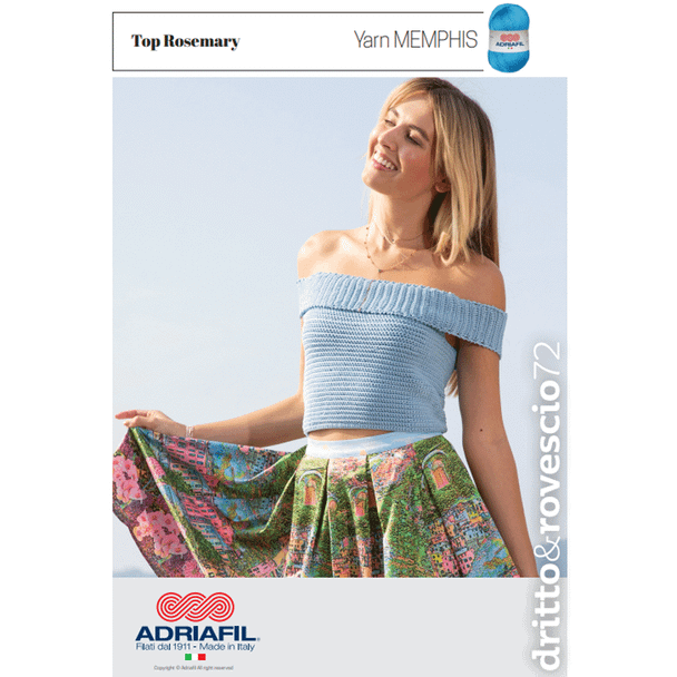 Top Rosemary Knitting Yarn Knitting Pattern | Adriafil Memphis Cotton DK | Digital Download - Main Image