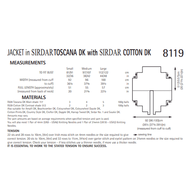 Woman's Jackets Knitting Pattern | Sirdar Toscana DK & Cotton DK 8119 | Digital Download - Pattern Information