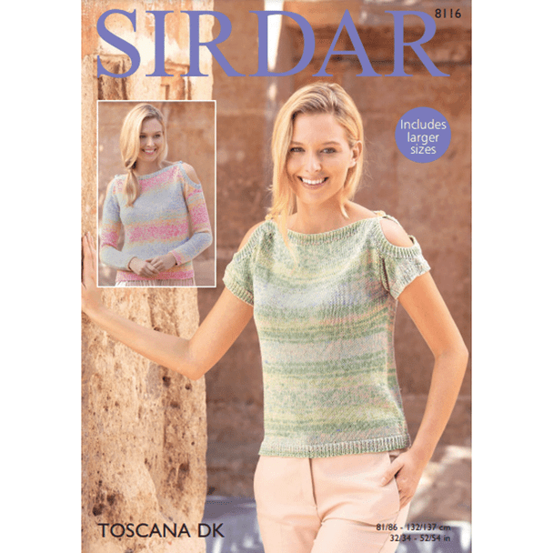Woman's Long And Short Sleeve Tops Knitting Pattern | Sirdar Toscana DK 8116 | Digital Download - Main Image