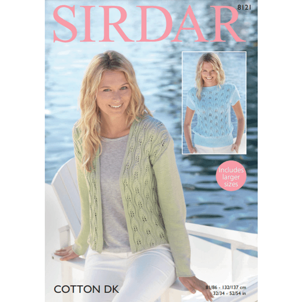 Woman's Jacket And Tops Knitting Pattern | Sirdar Cotton DK 8121 | Digital Download - Main Image