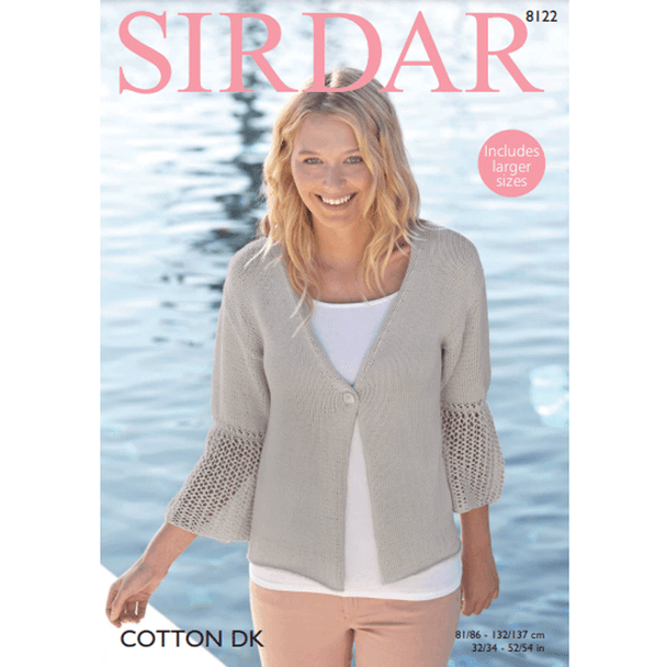 Woman's Jackets Knitting Pattern | Sirdar Cotton DK 8122 | Digital Download - Main Image