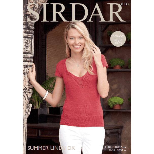 Woman's Top Knitting Pattern | Sirdar Summer Linen DK 8133 | Digital Download - Main Image