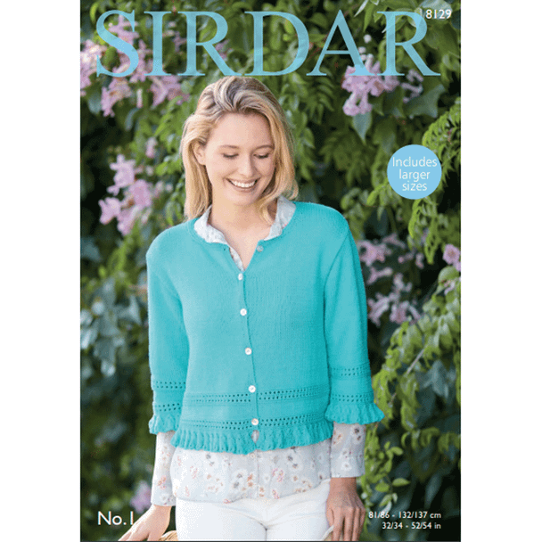 Woman's Cardigan With ¾ Sleeves Knitting Pattern | Sirdar No.1 DK 8129 | Digital Download - Main Image