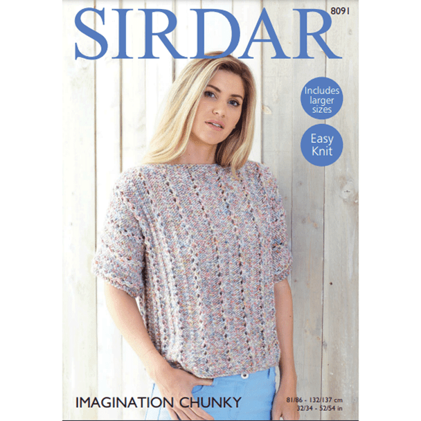 Easy Knit Woman's Tops Knitting Pattern | Sirdar Imagination Chunky 8091 | Digital Download - Main Image