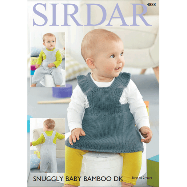 Baby Pinafores Dress And Dungarees Knitting Pattern | Sirdar Snuggly Baby Bamboo DK 4888 | Digital Download - Main Image