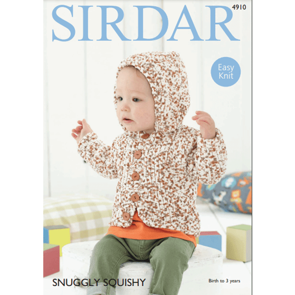 Baby Boy's Hooded Jacket Knitting Pattern Sirdar Snuggly Squishy