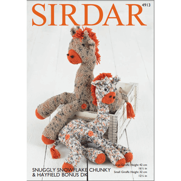 Giraffe Toys Knitting Pattern | Sirdar Snuggly Snowflake Chunky & Hayfield Bonus DK 4913 | Digital Download - Main Image
