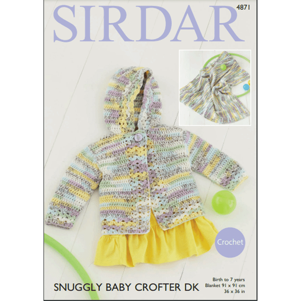 Baby Girls Jacket And Blanket Crochet Pattern | Sirdar Snuggly Baby Crofter DK 4871 | Digital Download - Main Image