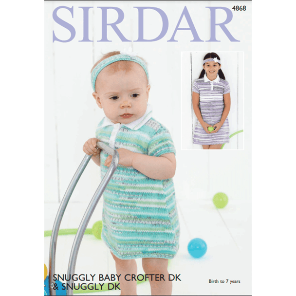 Baby Girl's Dresses And Headband Knitting Pattern | Sirdar Snuggly Baby Crofter DK & Snuggly DK 4868 | Digital Download - Main Image