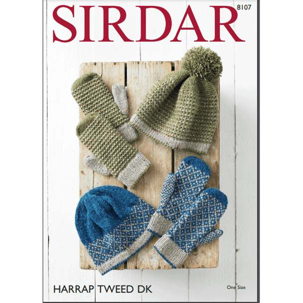 Woman's Pull On Hat And Mittens Knitting Pattern | Sirdar Harrap Tweed DK 8107 | Digital Download - Main Image