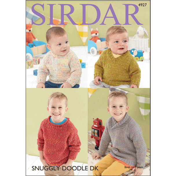 Boy's Sweaters Knitting Pattern | Sirdar Snuggly Doodle DK 4927 | Digital Download - Main Image