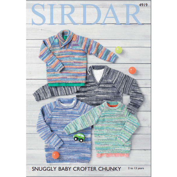 Children's Sweaters Knitting Pattern | Sirdar Snuggly Baby Crofter Chunky 4919 | Digital Download - Main Image