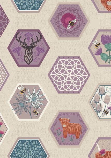 Celtic Dreams | Lewis and Irene | A604.1 | Celtic Hexagons on Dark Cream