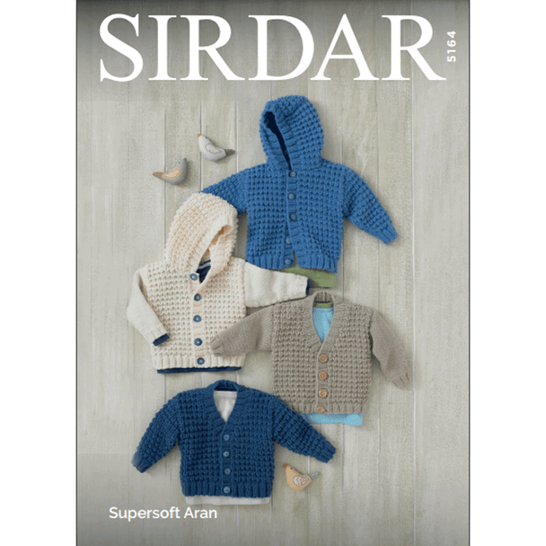 Baby Boy's Cardigans Knitting Pattern | Sirdar Supersoft Aran 5164 | Digital Download - Main Image