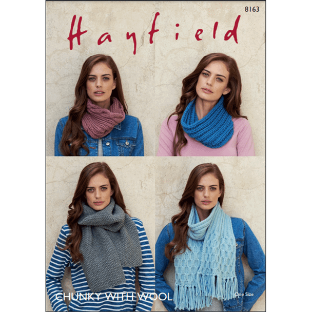 Women's Snood And Scarves Knitting Pattern | Sirdar Hayfield Chunky with Wool 8163 | Digital Download - Main Image