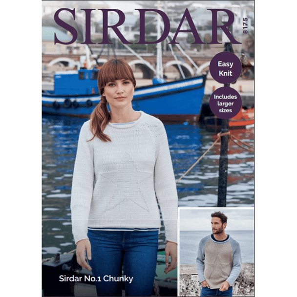 Easy Knit Women's And Men's Sweaters Knitting Pattern | Sirdar No.1 Chunky 8175 | Digital Download - Main Image