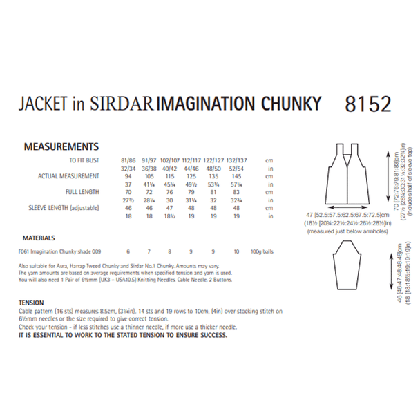 Woman's Jacket Knitting Pattern | Sirdar Imagination Chunky 8152 | Digital Download - Pattern Information