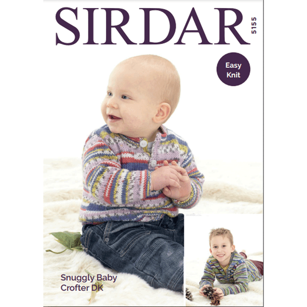 Babies And Children Sweater And Cardigan With Hood Knitting Pattern | Sirdar Snuggly Baby Crofter DK 5155 | Digital Download - Main Image