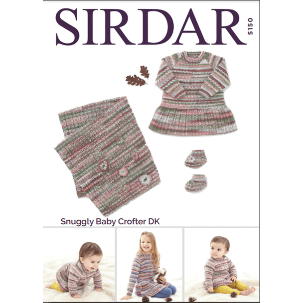 Baby's And Girl's Dress, Bootees And Blanket Knitting Pattern | Sirdar Snuggly Baby Crofter DK 5150 | Digital Download - Main Image
