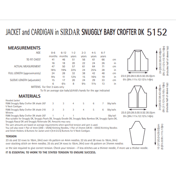 Baby Boy's Jacket And Cardigan Knitting Pattern | Sirdar Snuggly Baby Crofter DK 5152 | Digital Download - Pattern Information
